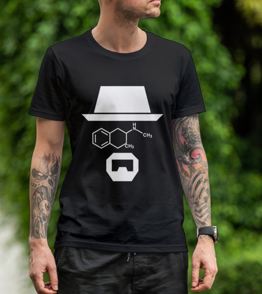 Heisenberg Hat And Methamphetamine Molecule Chemistry Breaking Bad T-Shirt