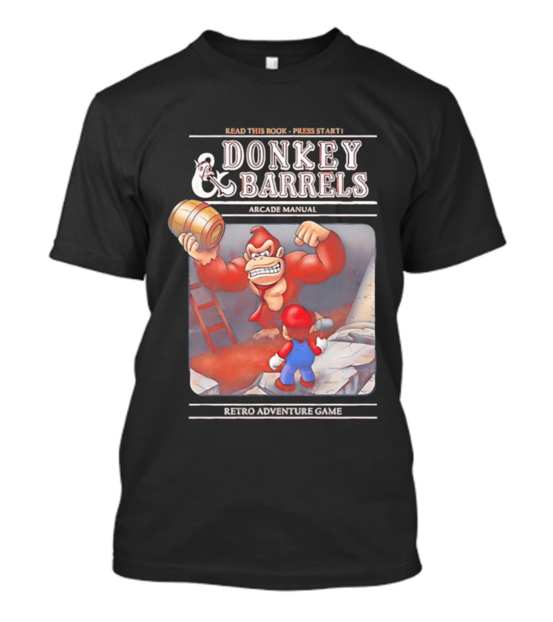 Read This Book Press Start Donkey And Barrels Arcade Manual Classic Video Game T-Shirt