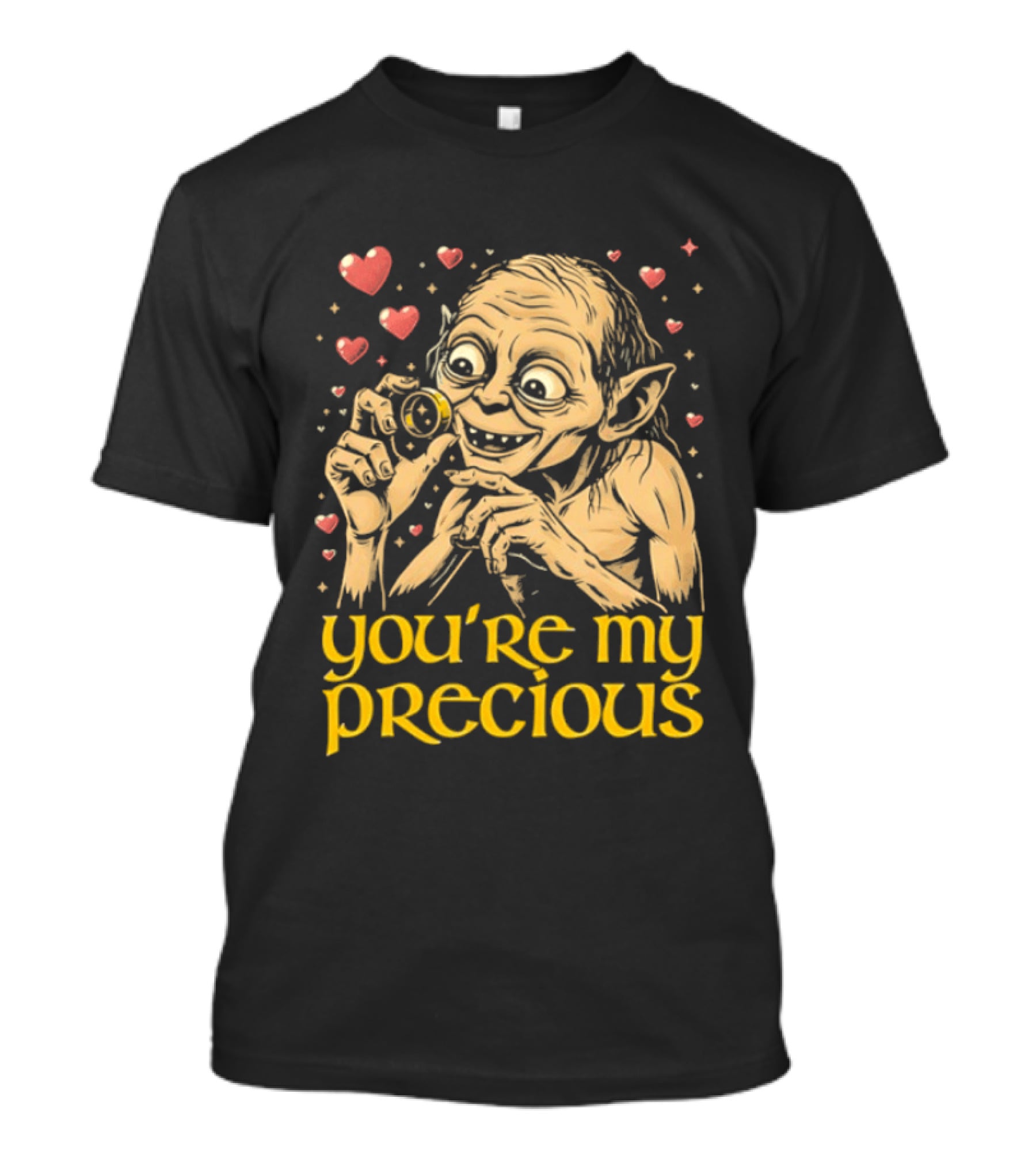 Gollum Holding Ring You're My Precious Hearts T-Shirt