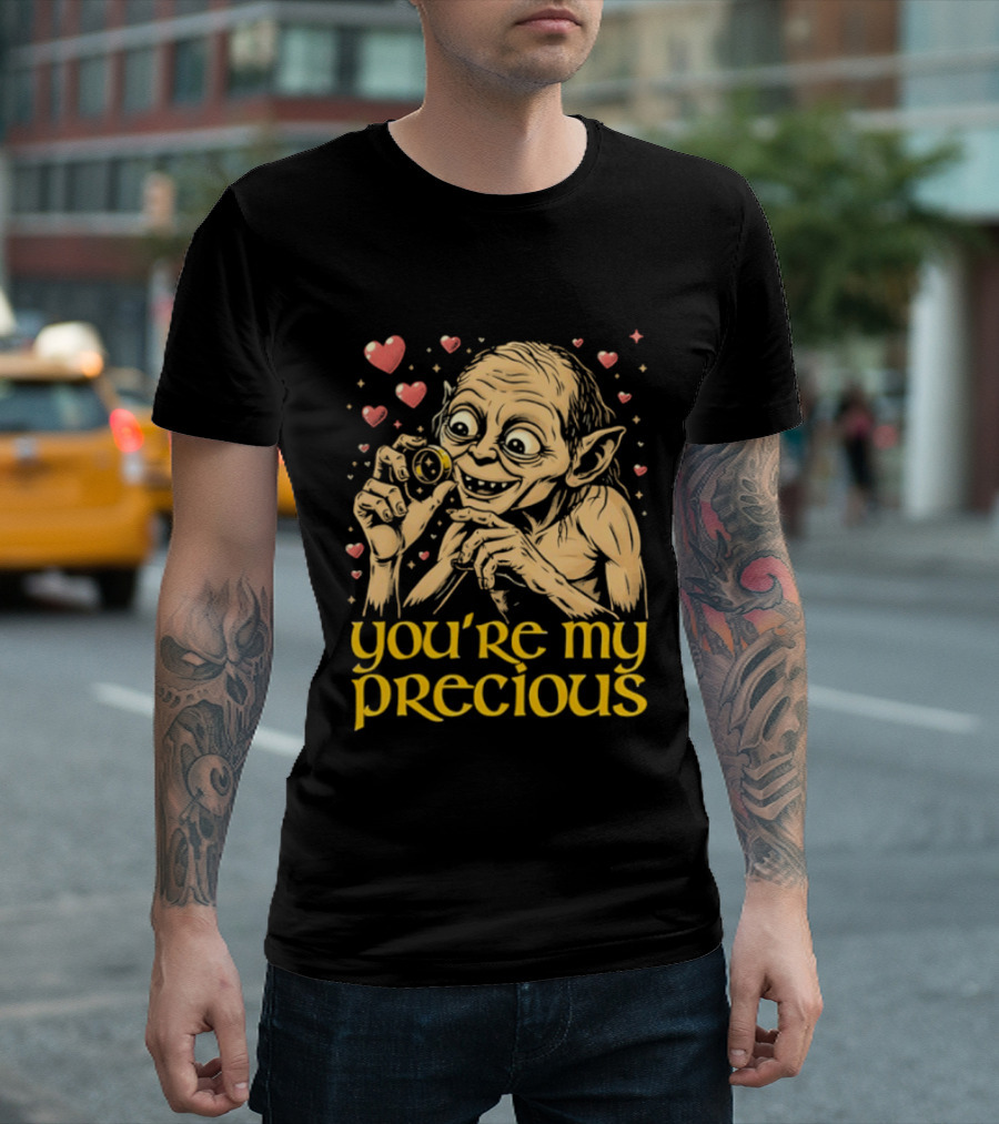 Gollum Holding Ring You're My Precious Hearts T-Shirt