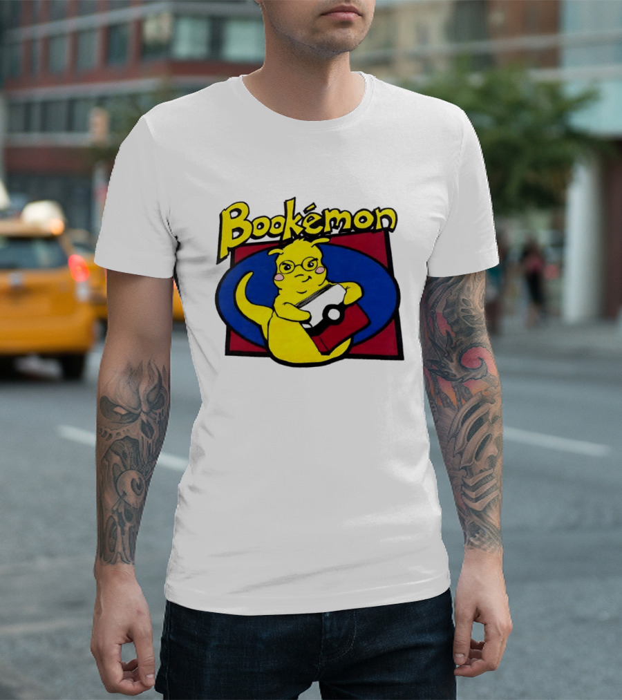 Bookemon Pikachu With Book And Pokeball T-Shirt