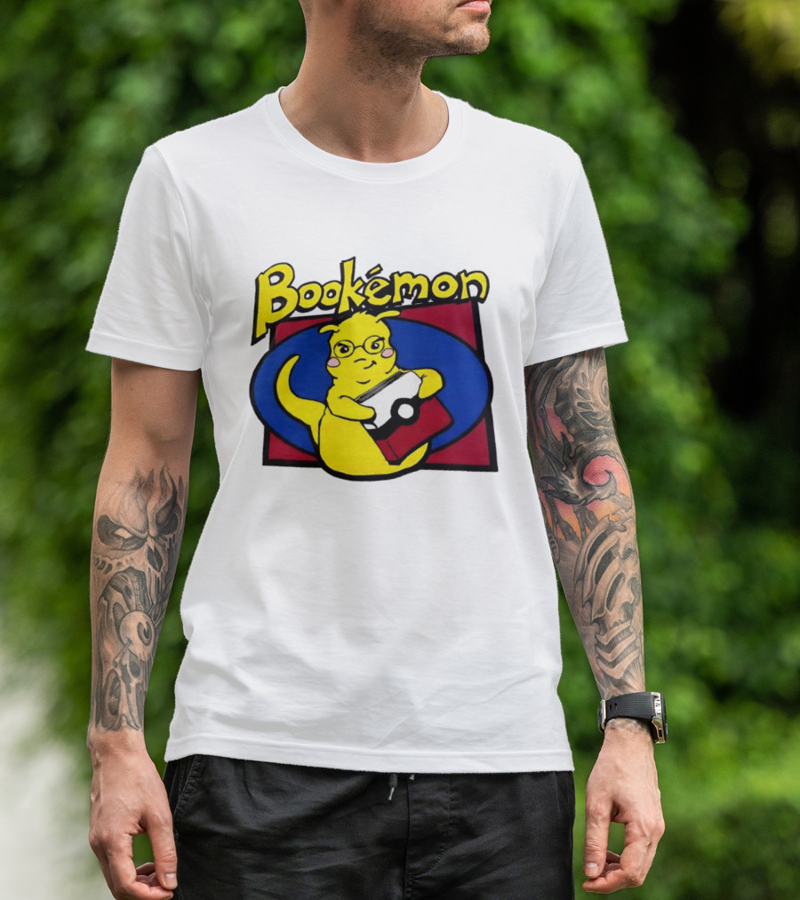 Bookemon Pikachu With Book And Pokeball T-Shirt