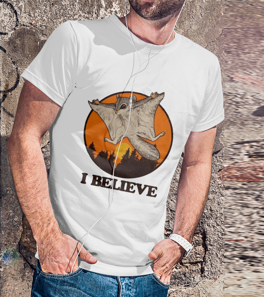 I Believe Flying Squirrel Sunset T-Shirt