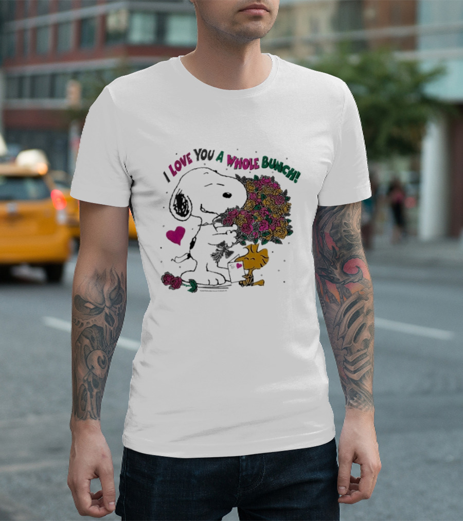 Snoopy I Love You A Whole Bunch Bouquet For Woodstock T-Shirt