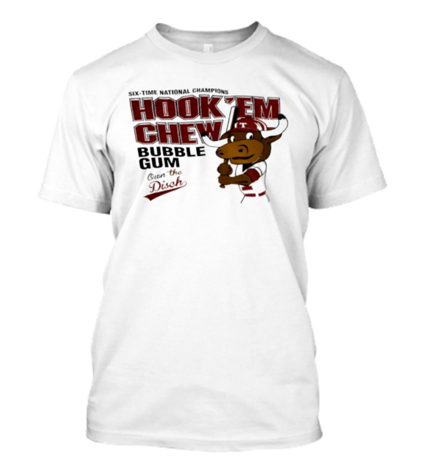 Texas Longhorns Hook 'Em Chew Bubble Gum Own The Disch Baseball T-Shirt