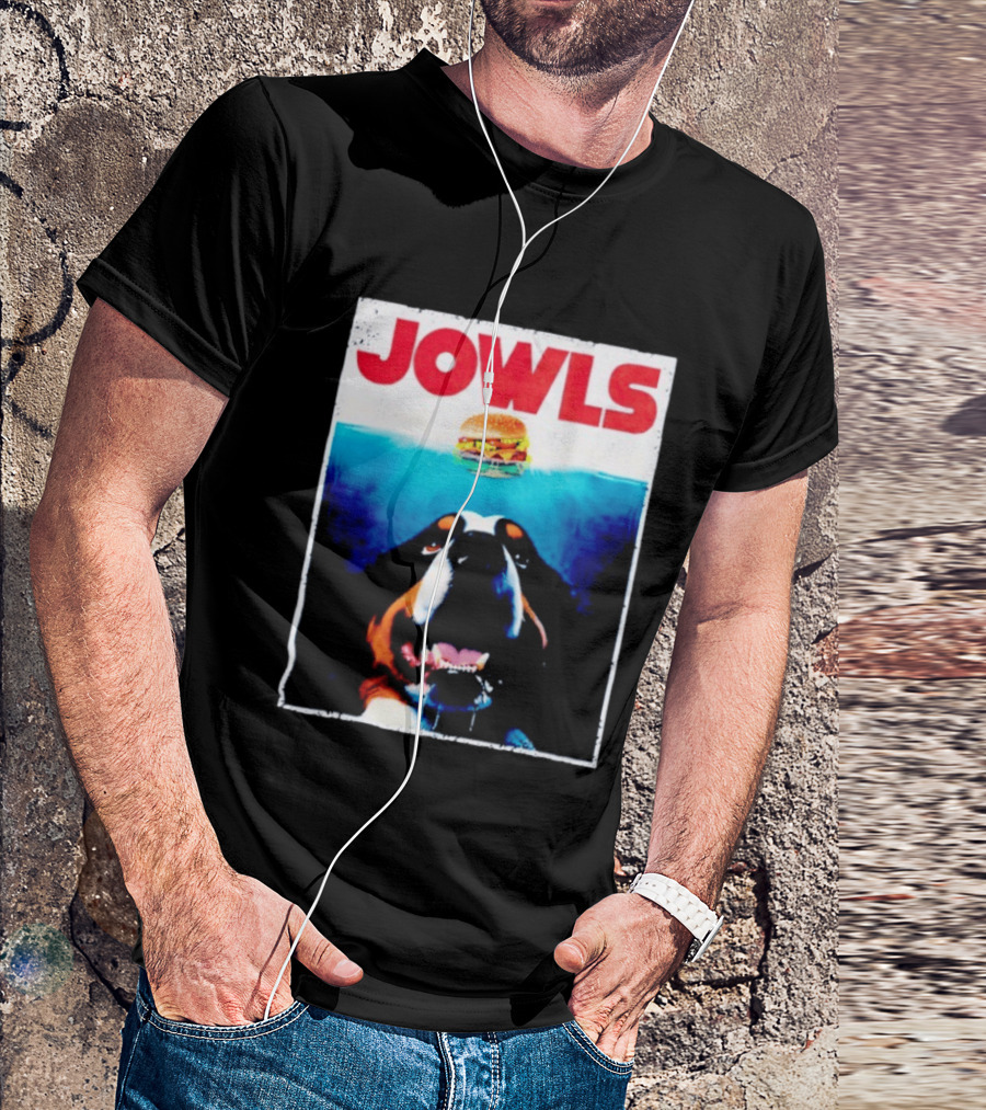 JOWLS Bernese Mountain Dog Burger Parody Jaws Movie T-Shirt