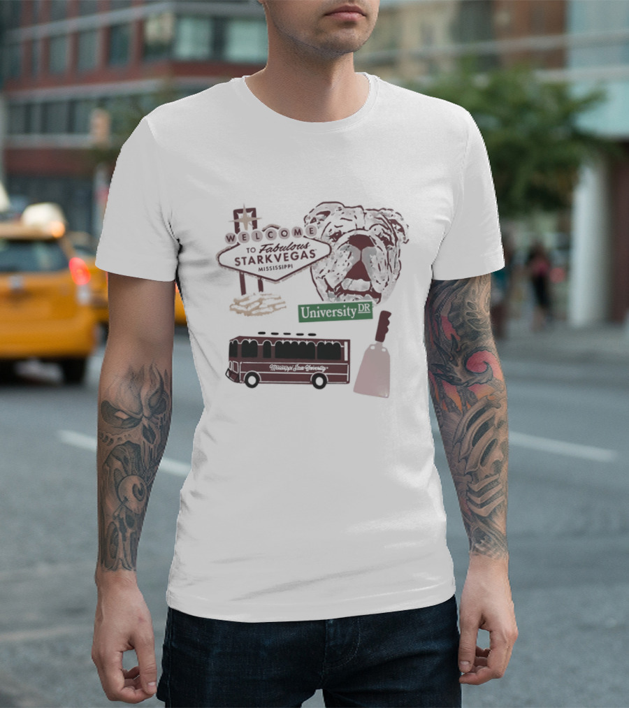 Welcome To Fabulous Stark Vegas Mississippi University DR Bulldog Trolley Cowbell T-Shirt