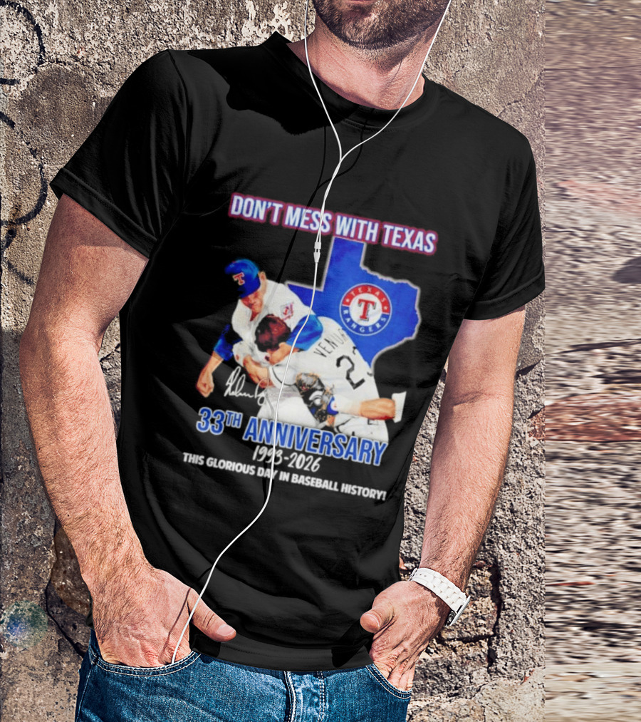 Nolan Ryan Robin Ventura Texas Rangers 33rd Anniversary 1993 2026 Baseball History T-Shirt