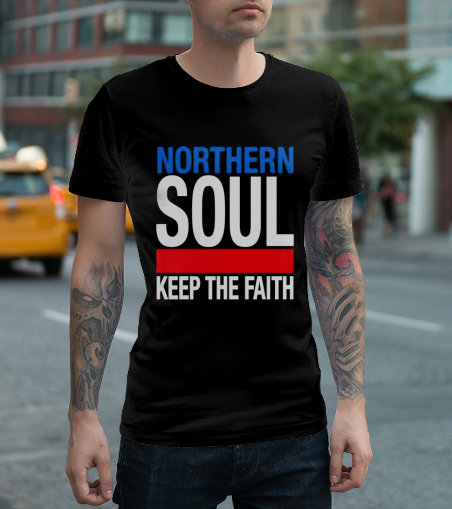 Northern Soul Keep The Faith Blue And Red T-Shirt