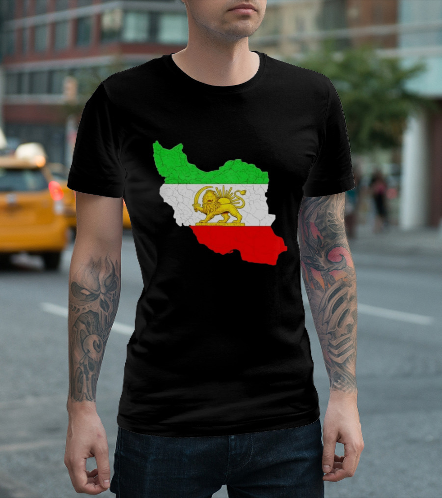 Iran Map With Lion And Sun Persian Heritage T-Shirt