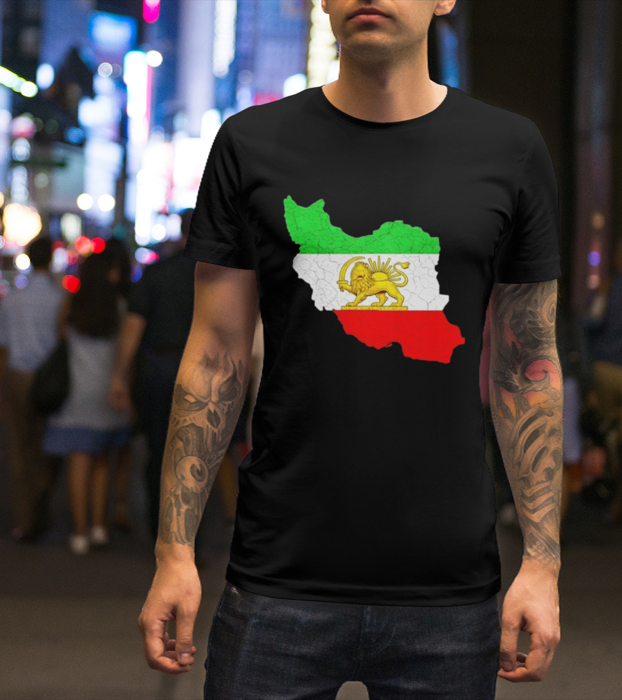 Iran Map With Lion And Sun Persian Heritage T-Shirt