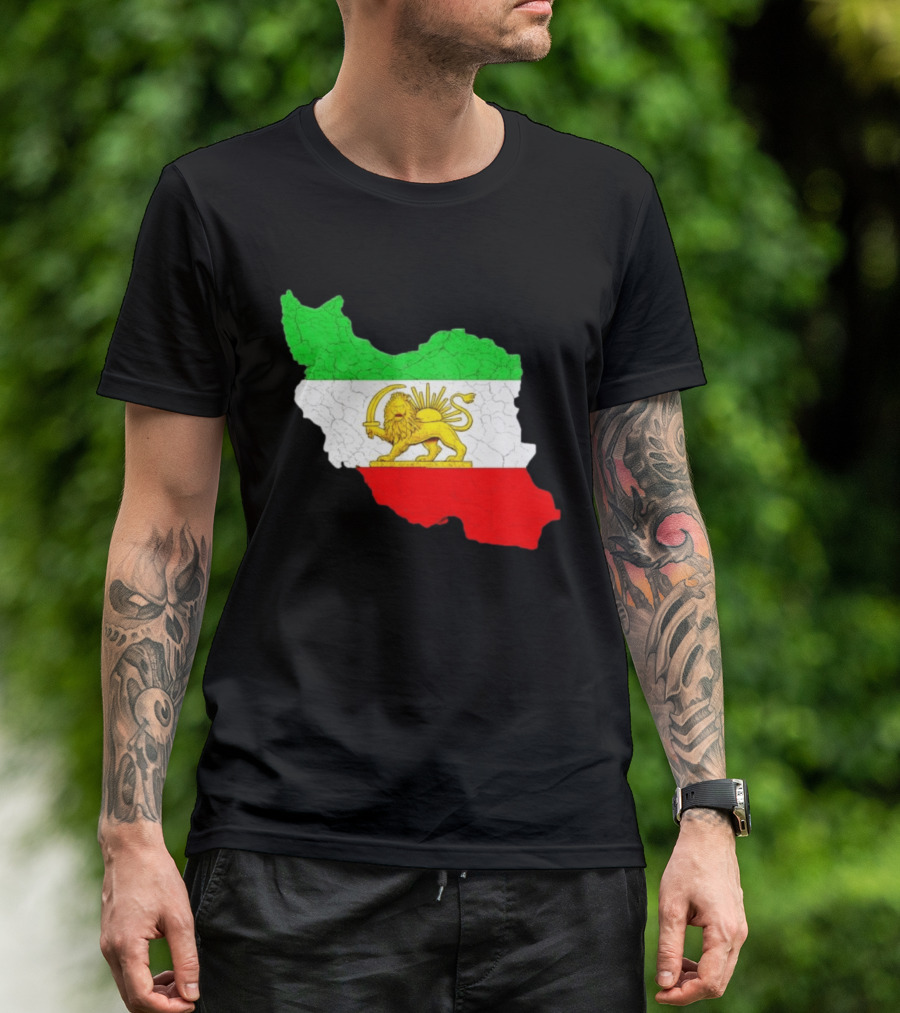 Iran Map With Lion And Sun Persian Heritage T-Shirt