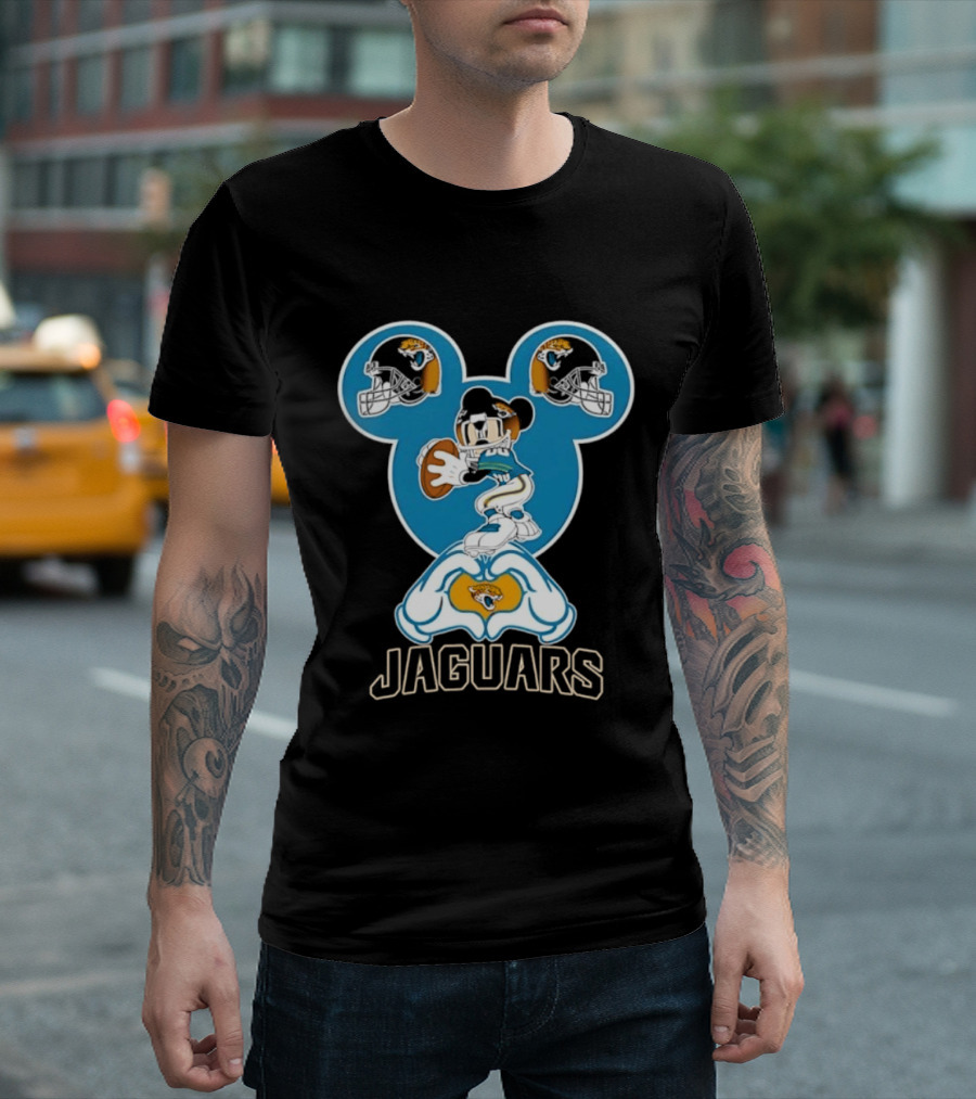 Mickey Mouse Jacksonville Jaguars Football Love Hands T-Shirt