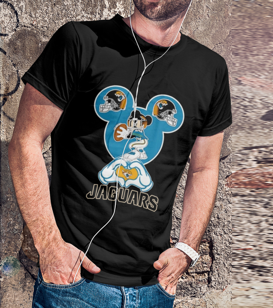 Mickey Mouse Jacksonville Jaguars Football Love Hands T-Shirt
