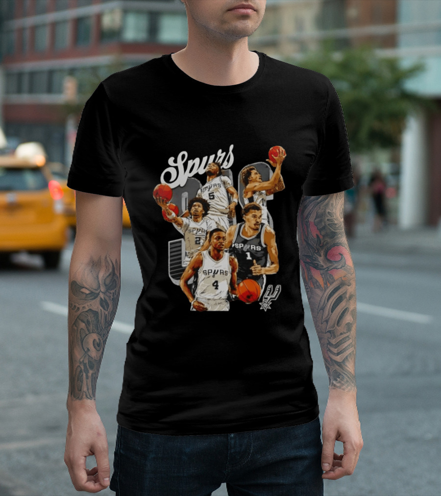 San Antonio Spurs 2026 Starting Five Team Players With Basketballs T-Shirt