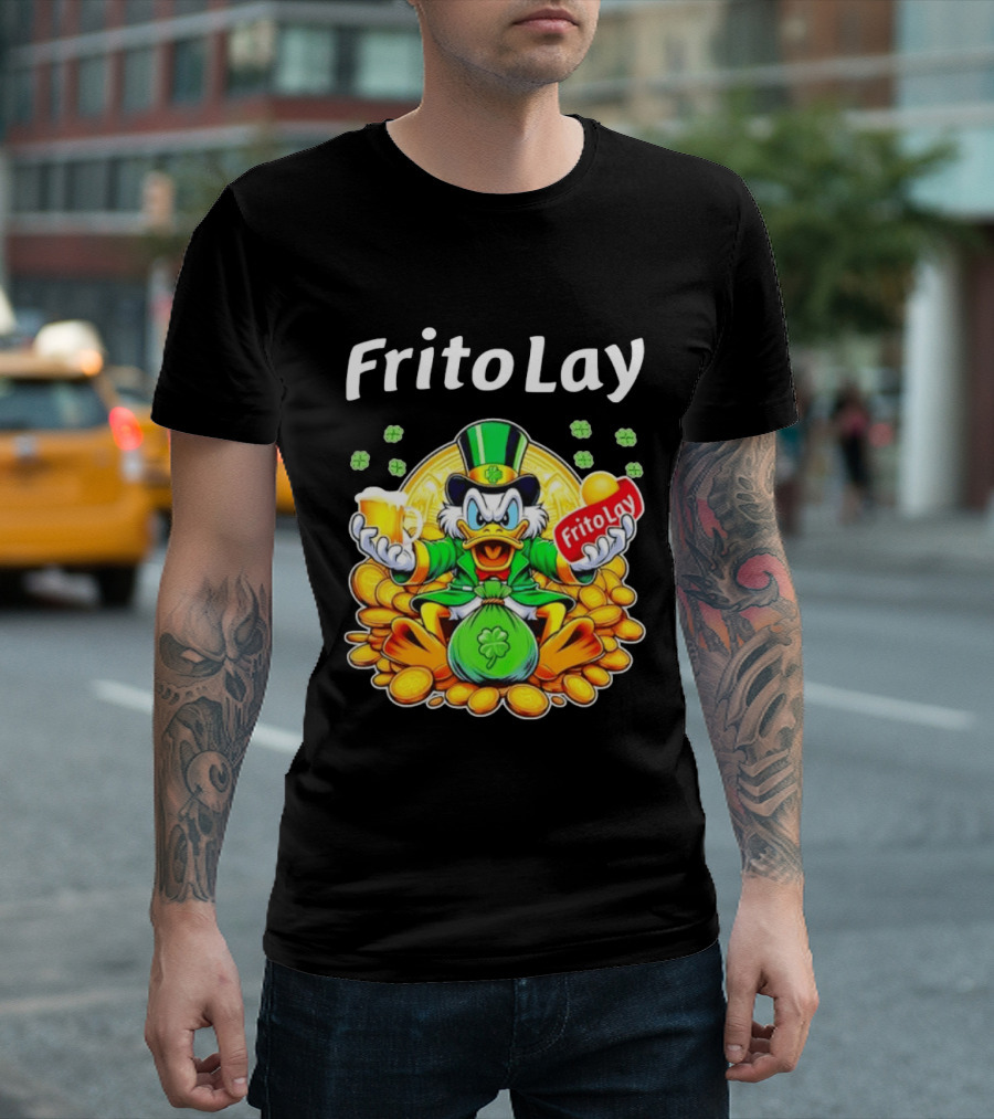 Frito Lay Scrooge McDuck St Patrick's Day Luck Coins Clover Beer T-Shirt