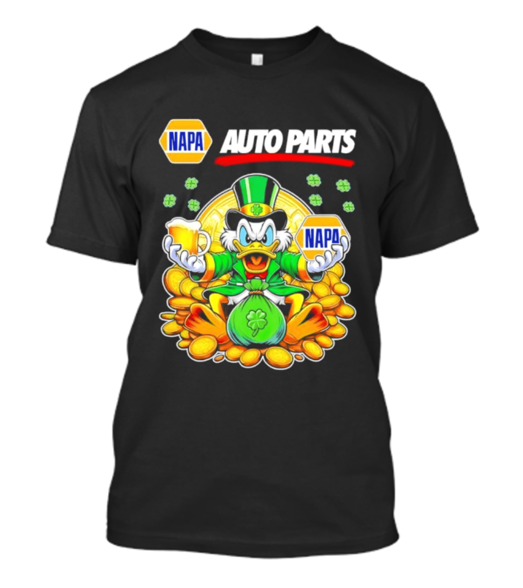 Scrooge McDuck NAPA Auto Parts St Patricks Day Coins And Beer T-Shirt