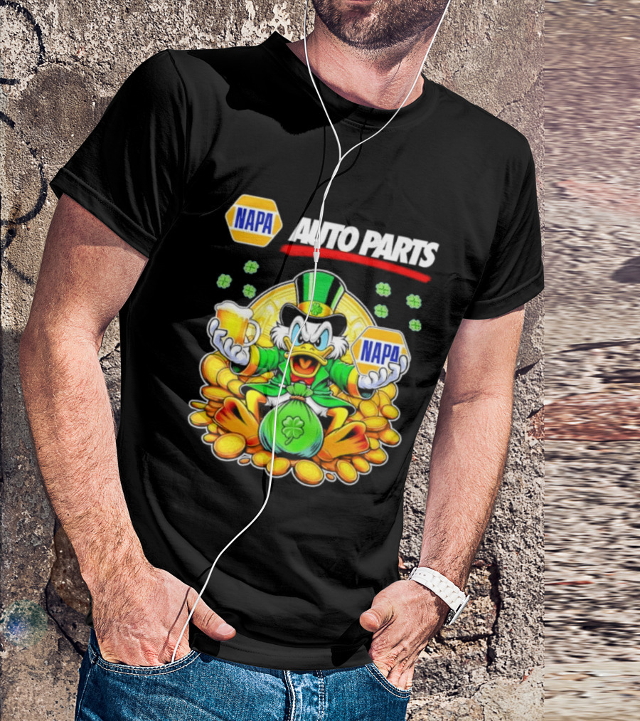Scrooge McDuck NAPA Auto Parts St Patricks Day Coins And Beer T-Shirt