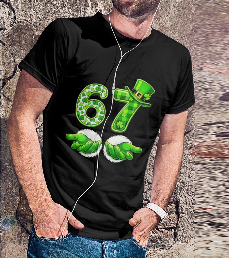 St Patricks Day 67 Shamrock Irish Clover Meme Green Hat Luck T-Shirt