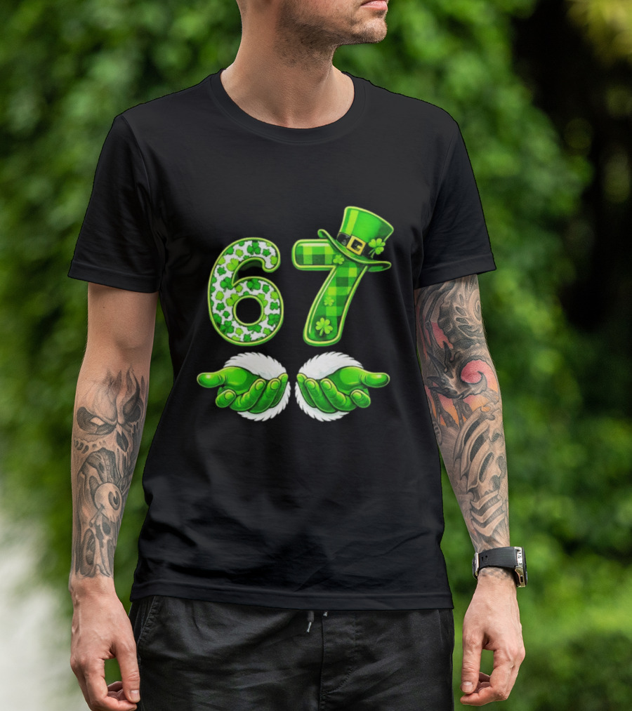 St Patricks Day 67 Shamrock Irish Clover Meme Green Hat Luck T-Shirt