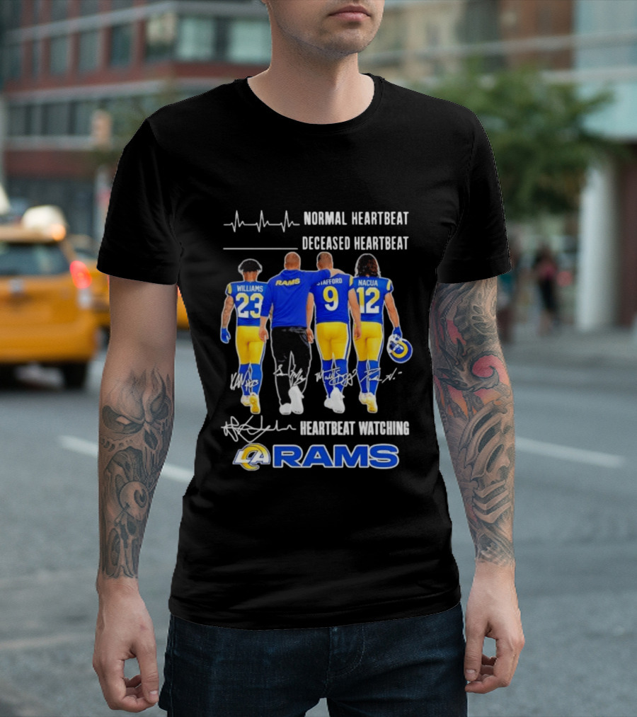 Williams Rams Stafford Nacua Heartbeat Ing Los Angeles T-Shirt