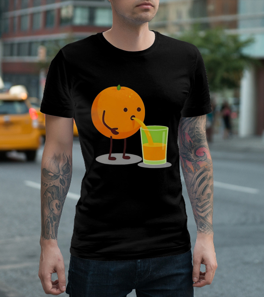 Orange Juice Squeezed Fun Cartoon T-Shirt