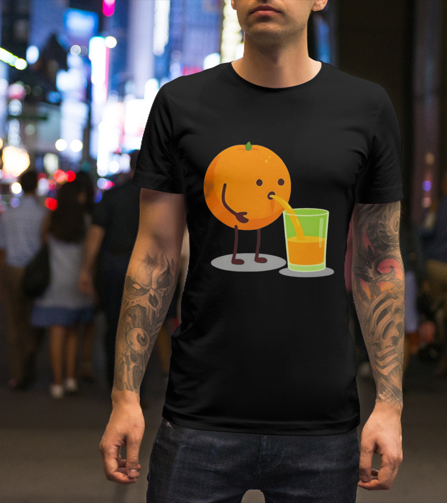 Orange Juice Squeezed Fun Cartoon T-Shirt