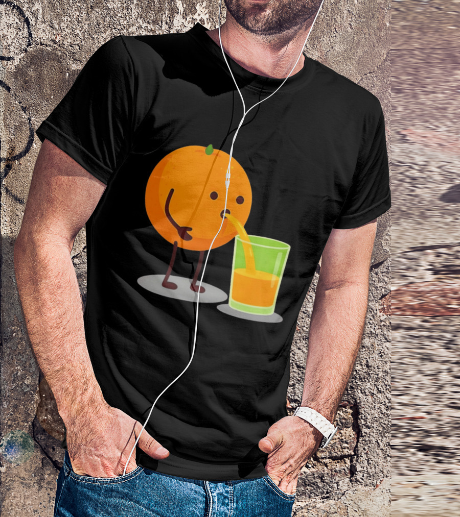 Orange Juice Squeezed Fun Cartoon T-Shirt