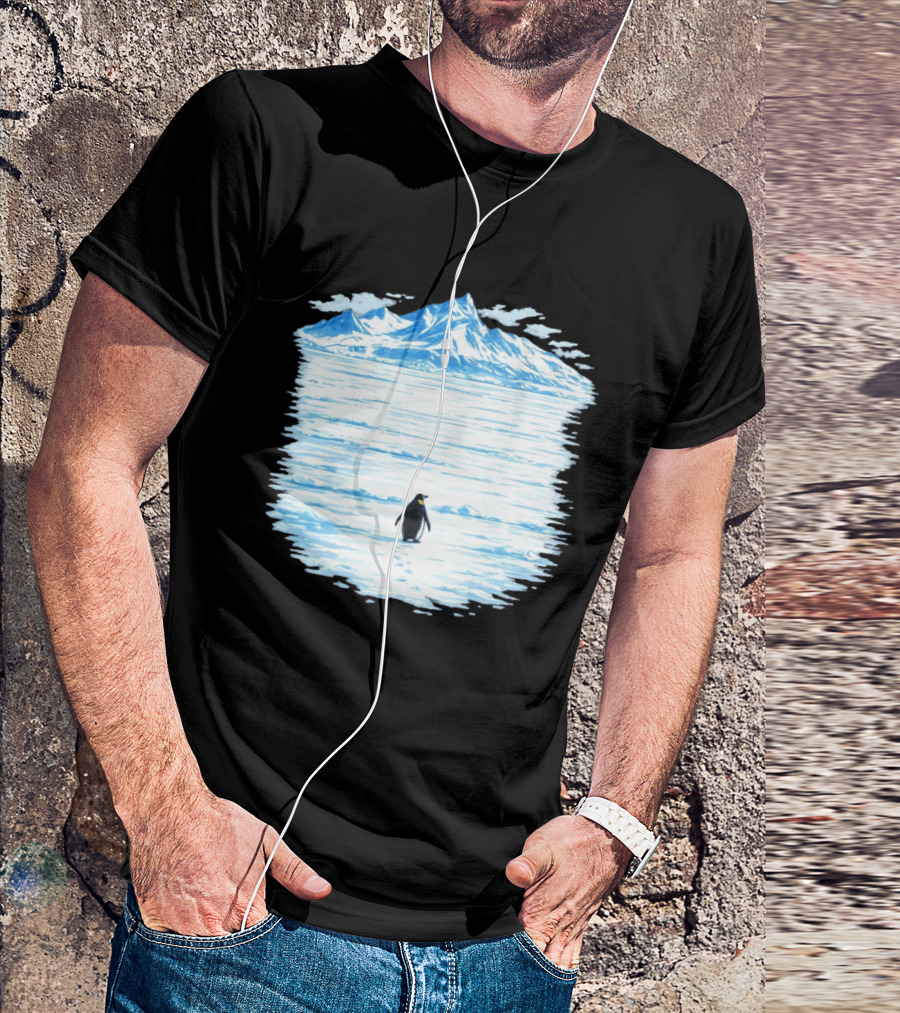 Penguin But Why Snowy Mountain Reflection T-Shirt