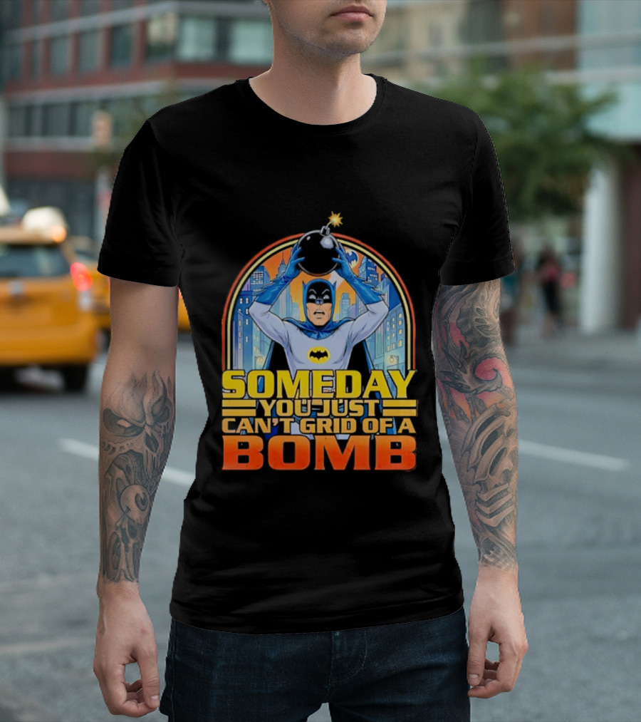 Someday You Just Can't Get Rid Of A Bomb Batman Retro Comic Urban Skyline T-Shirt