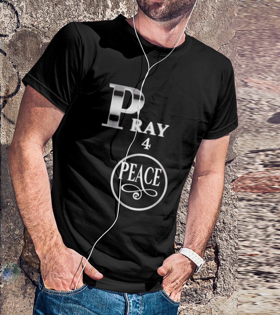 Pray 4 Peace Silver Letters Circular T-Shirt
