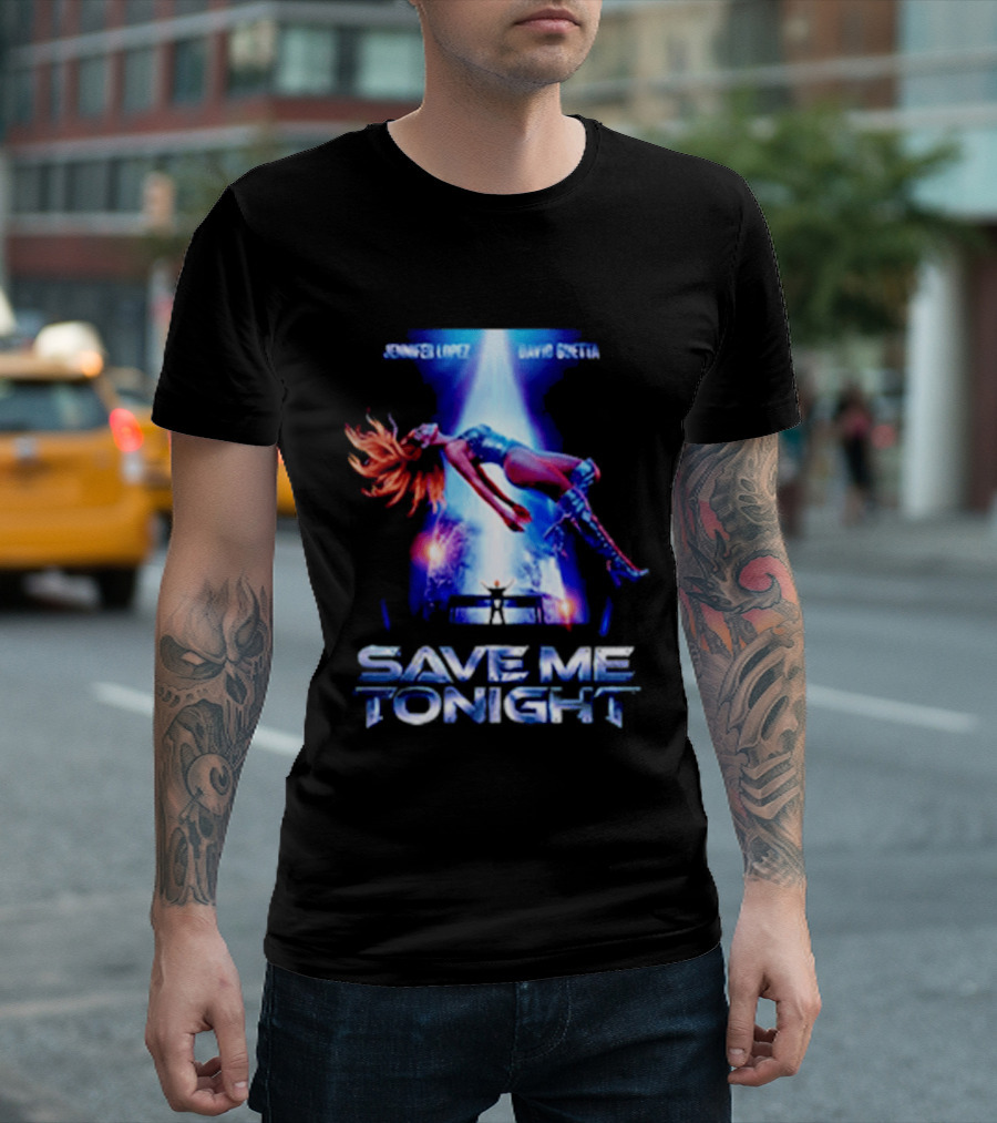Jennifer Lopez David Guetta Save Me Tonight Neon T-Shirt