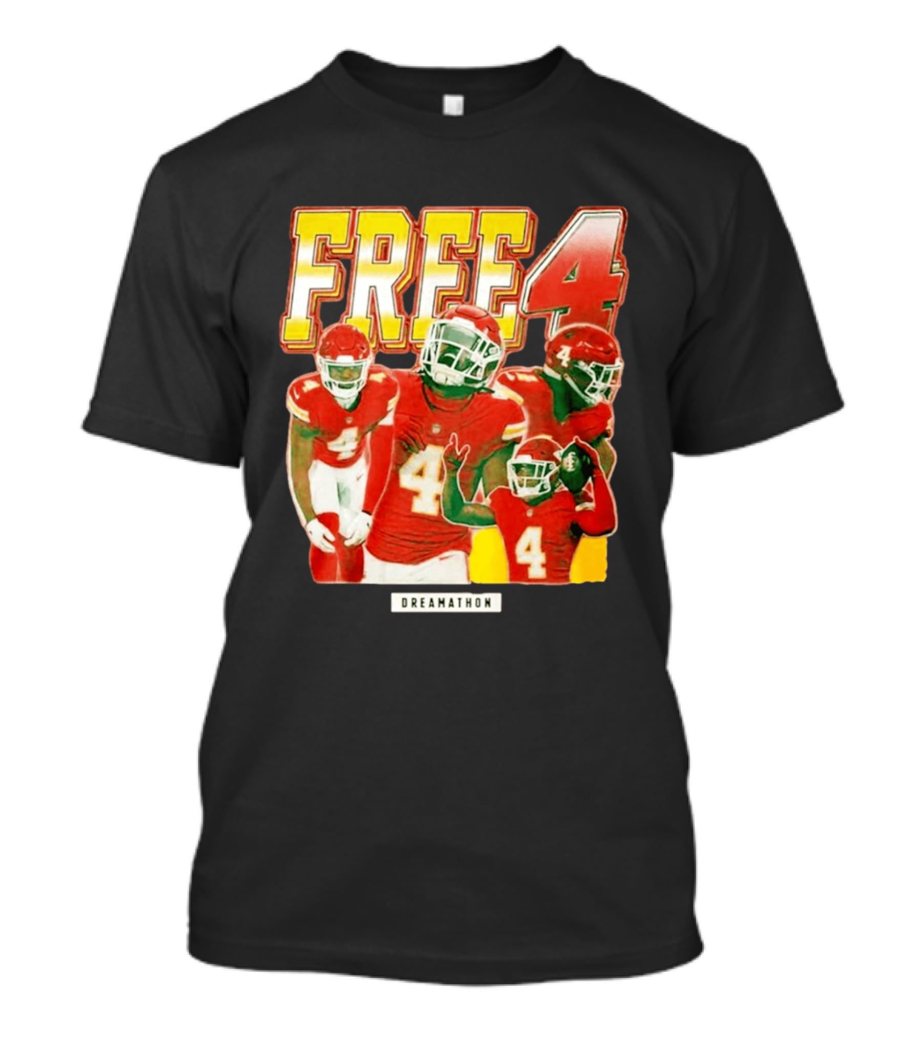 Free 4 Dreamathon Player Collage Red Football Jersey Number 4 T-Shirt