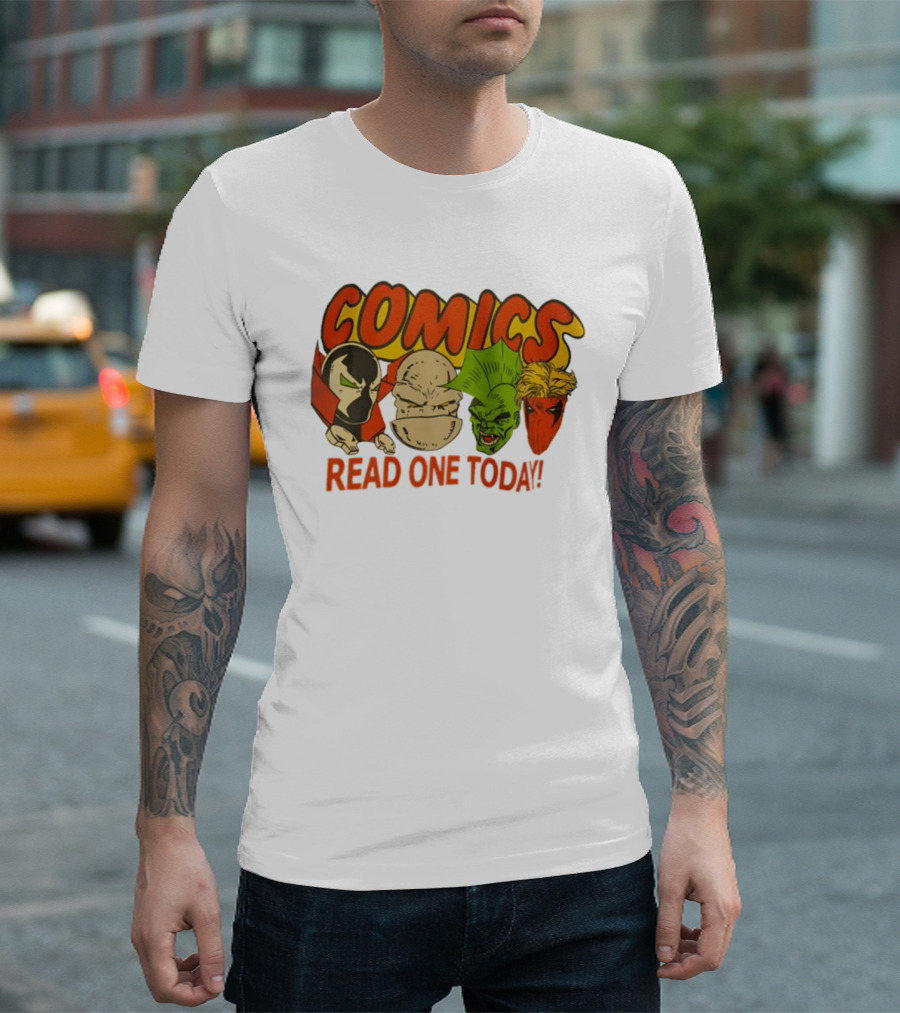 Comics Read One Today Characters Face T-Shirt