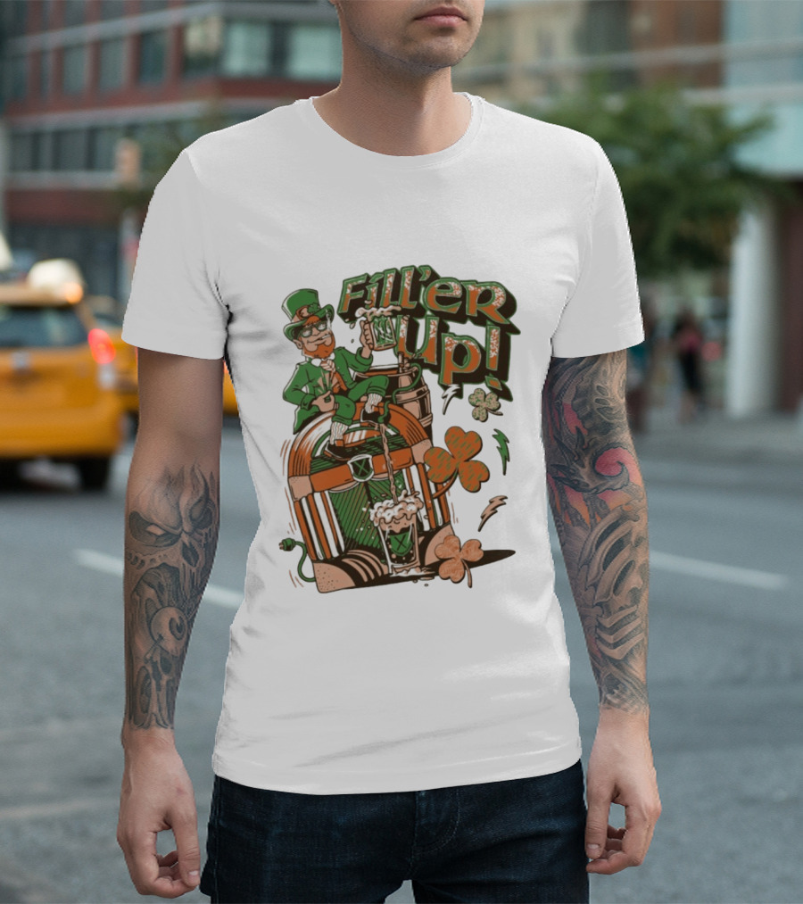Fill'er Up St. Patrick's Day Leprechaun Beer And Jukebox Celebration T-Shirt