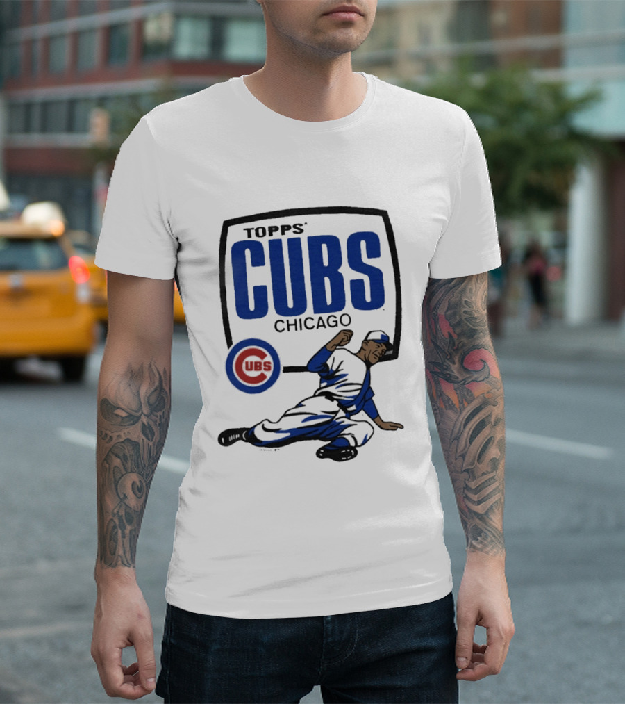 Topps CUBS Chicago Vintage Baseball Player MLB Collab T-Shirt