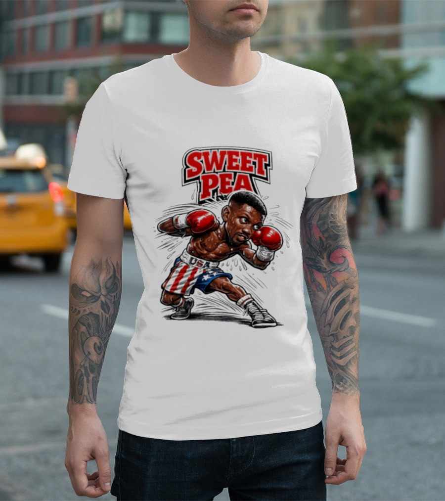 Sweet Pea Pernell Whitaker Boxing Caricature USA Flag Shorts T-Shirt