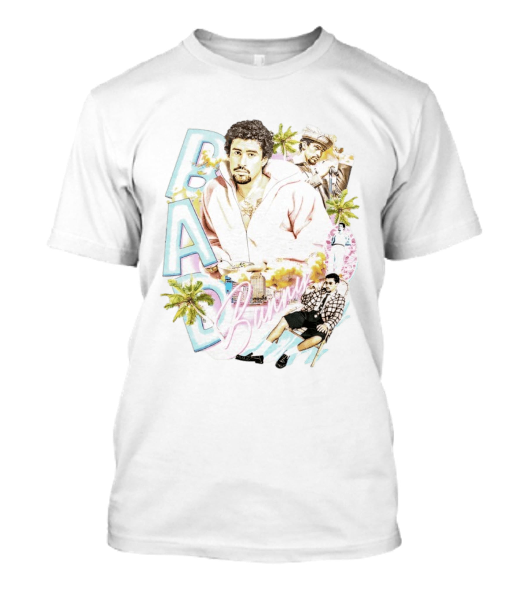Bad Bunny Vintage Style Urban Vibes 2026 Palm Trees Retro Look T-Shirt