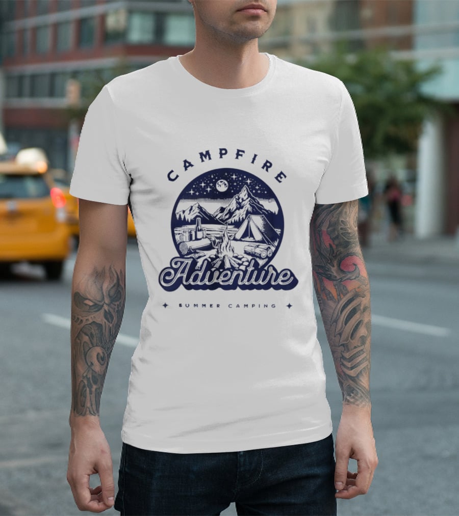 Campfire Adventure Mountains Summer Camping Experience T-Shirt