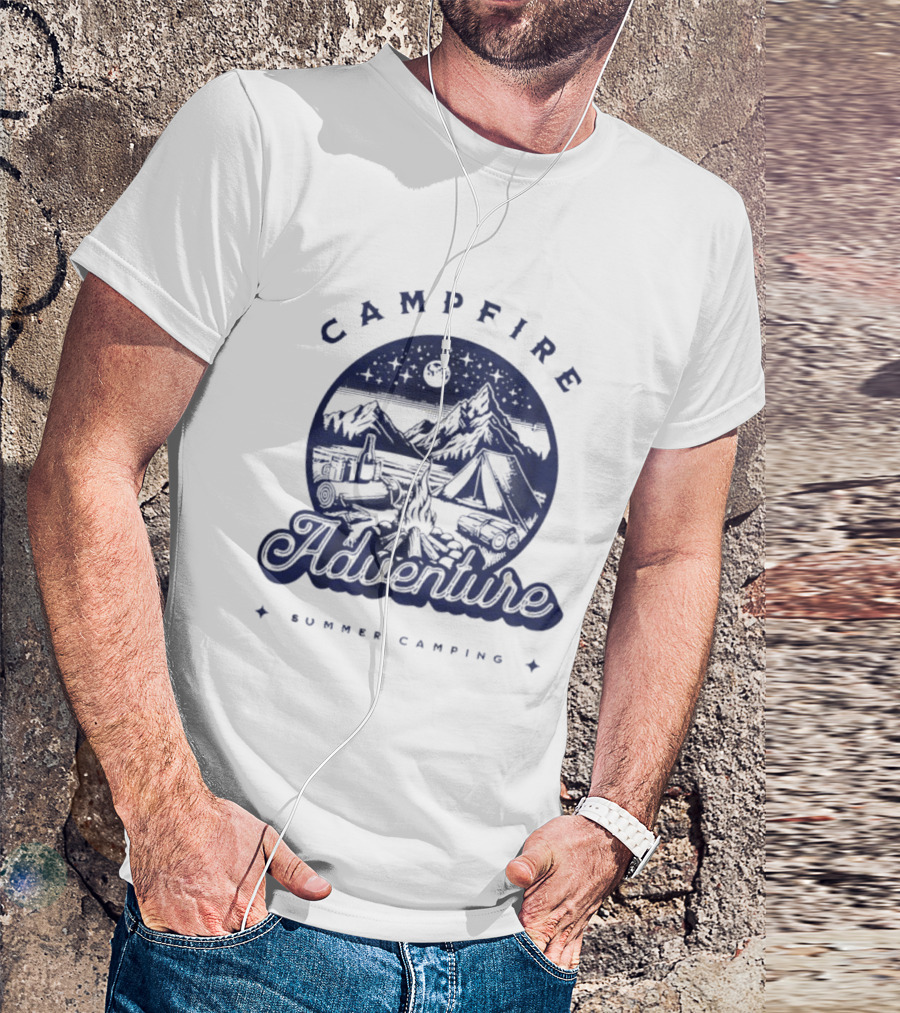 Campfire Adventure Mountains Summer Camping Experience T-Shirt