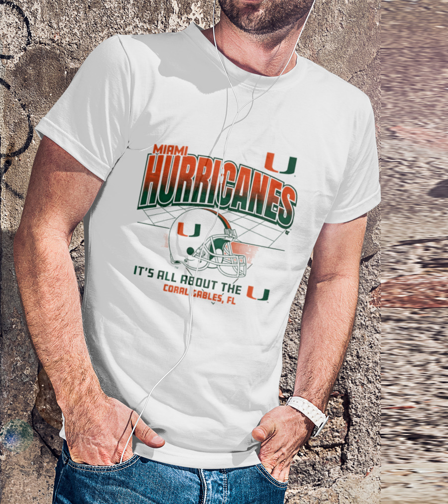 Miami Hurricanes Football Helmet It's All About The U Coral Gables 2026 T-Shirt