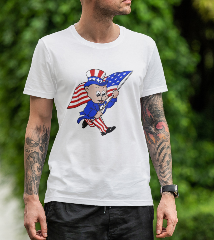 Piggly Wiggly Patriotic July 4th Celebration With American Flag And Uncle Sam Hat T-Shirt