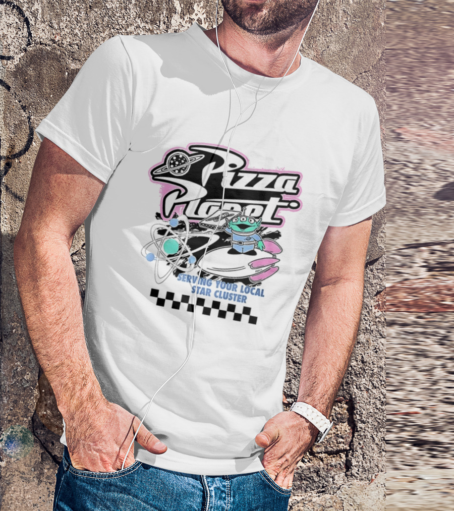 Pizza Planet Toy Story Serving Your Local Star Cluster Alien Spaceship T-Shirt