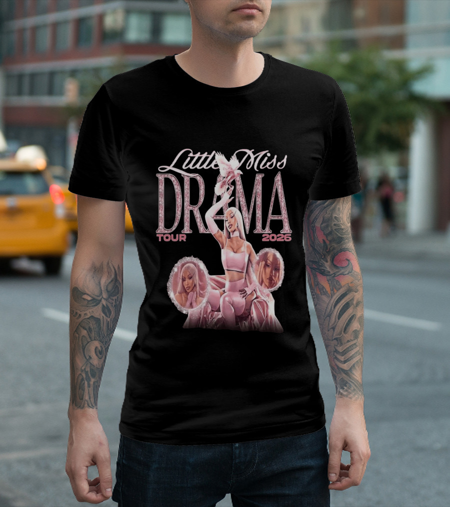 Little Miss Drama Tour 2026 Cardi B Pink Outfit Trio T-Shirt
