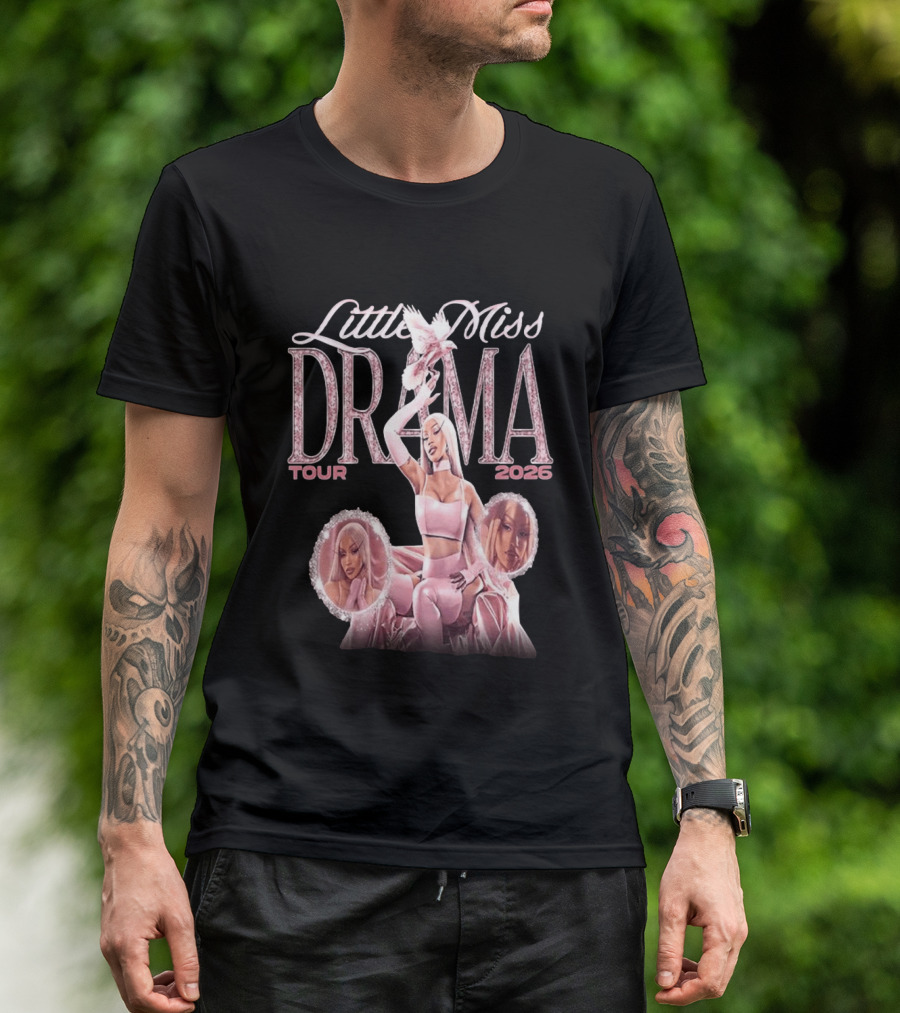 Little Miss Drama Tour 2026 Cardi B Pink Outfit Trio T-Shirt