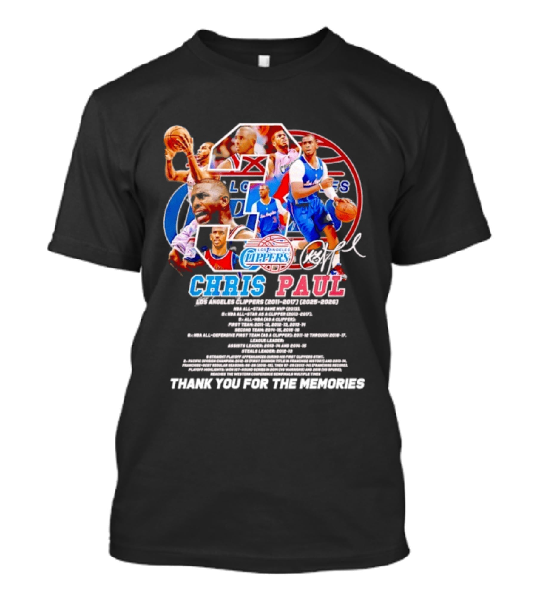 Chris Paul Los Angeles Clippers Memories Highlights And Signature Thank You T-Shirt