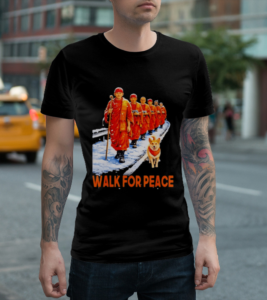 Walk For Peace 2026 Monks And Aloka Dog T-Shirt