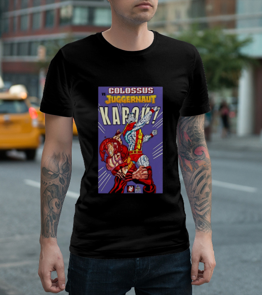 Colossus Vs Juggernaut Kapow Marvel Comics Battle Scene T-Shirt