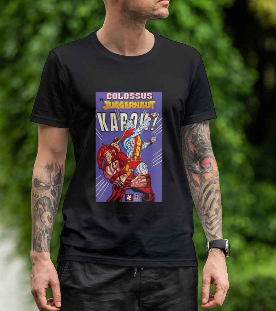Colossus Vs Juggernaut Kapow Marvel Comics Battle Scene T-Shirt