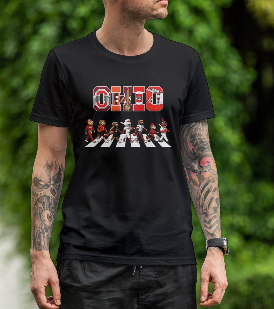 Ohio State Buckeyes Cavaliers Reds Sports Mascots Abbey Road T-Shirt
